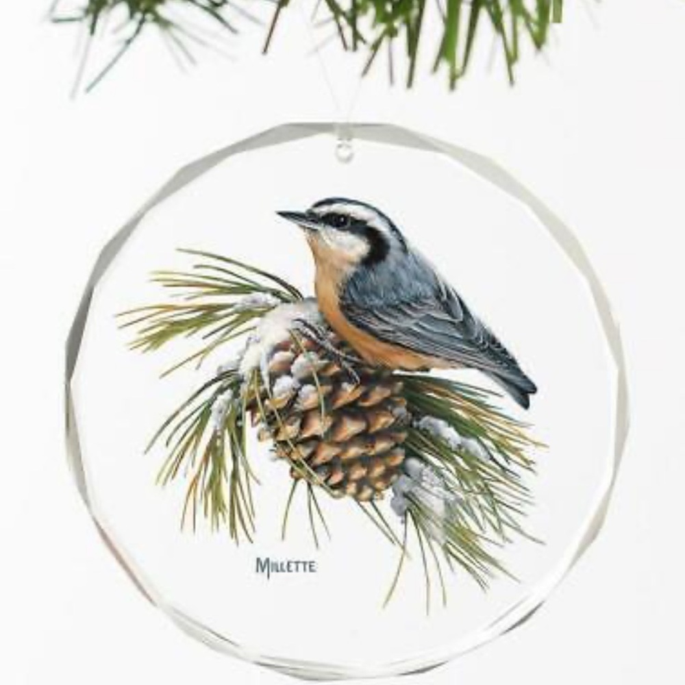 Wild Wings Ornament Nuthatch Beveled Glass Christmas Sun Catcher Bird Holiday